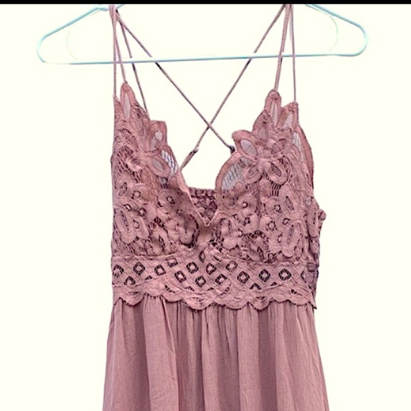 NWT Free People Womens size small Adella lace Slip Flowy Dress Dusty Rose - Picture 7 of 11